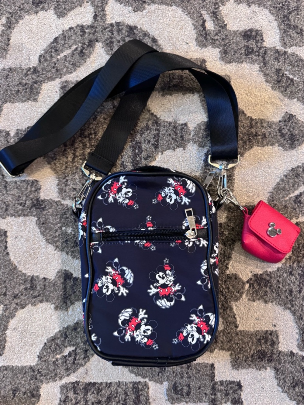 Disney Black Minnie Mouse Crossbody Bag with Red Accent Pouch